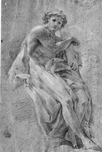 A Seated Nude Holding A Cross by Corrado Giaquinto
