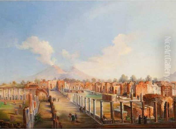 Veduta Degli Scavi Di Pompei Con Il Vesuvio - view 1