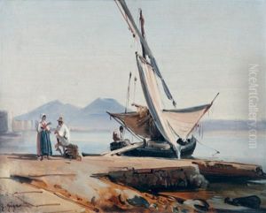 Bateaux Devant Le Vesuve