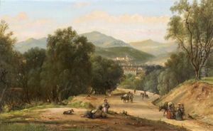 Paysage D'italie Animes De Promeneurs