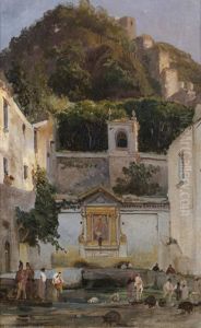 Un Lavoir Dans Un Village Fortifie En Italie