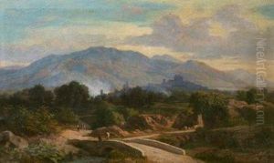 Scorcio Di Vallata Con Paese by Giacinto Gigante