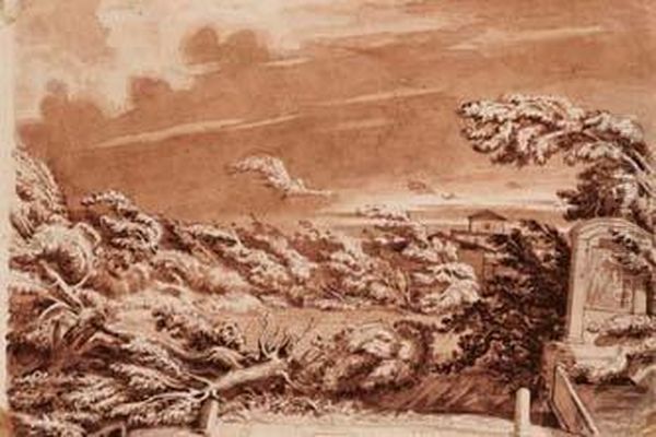 Studio Per Paesaggio Con Forte Vento - view 1