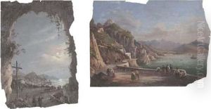 Amalfi Dalla Grotta Dei Cappuccini ; And A Promenade On The Amalfi Coast by Giacinto Gigante