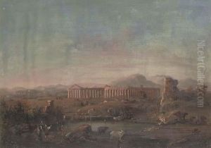 Herdsmen Before Paestum At Dusk