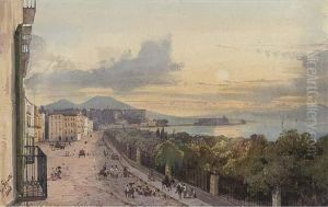On The Promenade At Dusk by Giacinto Gigante