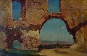 Rovine Romane Sullo Sfondo Della Costiera by Giacinto Gigante