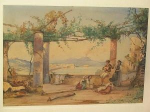 Musical Serenade On A Terrace Overlooking The Bay Of Naples by Giacinto Gigante