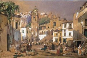 La Piazza Di Amalfi by Giacinto Gigante