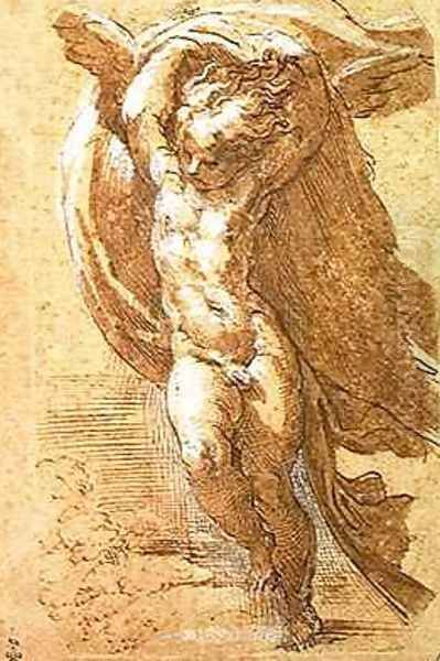 An Angel Raising Drapery above his Head, c.1524-30 - view 1
