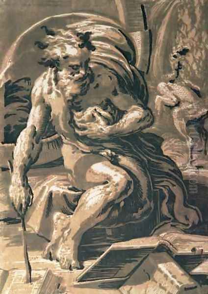 Diogenes, engraved by Ugo da Carpi 1470-80-1532 - view 1