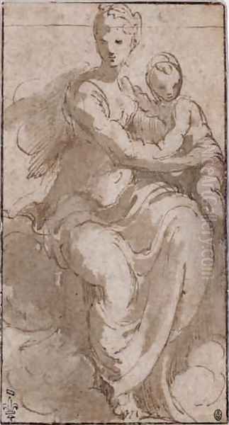 Virgin and Child on a cloud - view 1