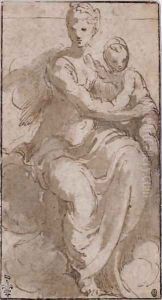 Virgin and Child on a cloud