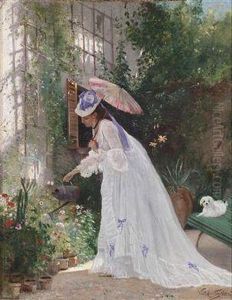 Lovinglytending The Flowers by Victor-Gabriel Gilbert