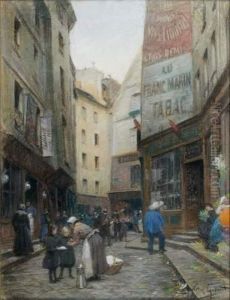 La Rue Pirouette, Les Halles A Paris by Victor-Gabriel Gilbert