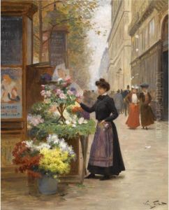 A Flower Seller On Les Grands Boulevards, Paris by Victor-Gabriel Gilbert
