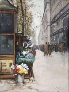 La Marchande De Fleurs Sur Les Boulevards by Victor-Gabriel Gilbert