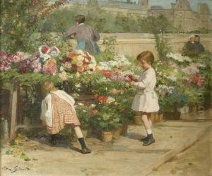 Le Marche Aux Fleurs by Victor-Gabriel Gilbert