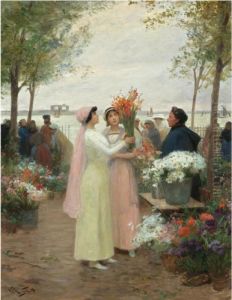 Elegantes Au Marche Des Fleurs by Victor-Gabriel Gilbert