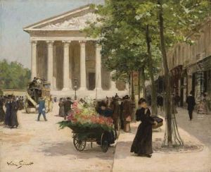 Marchande De Fleurs, Rue Royale by Victor-Gabriel Gilbert