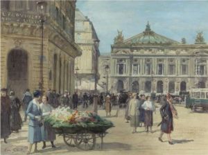The Flower Seller, Place De L'opera, Paris by Victor-Gabriel Gilbert