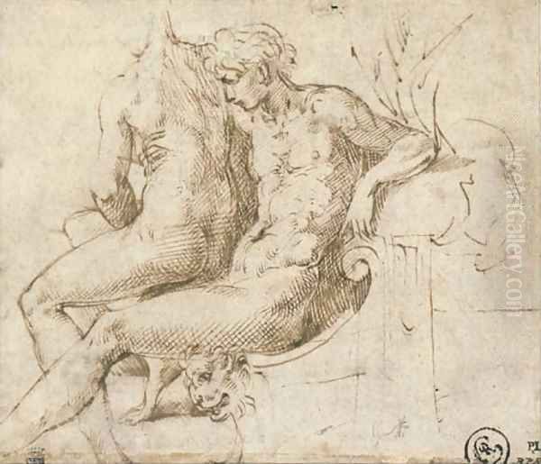 Two lovers seated on a couch - view 1