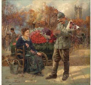 La Marchande De Fleurs A Paris by Victor-Gabriel Gilbert