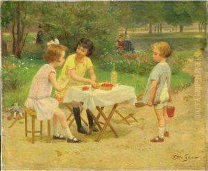 Lunch Time In The Park by Victor-Gabriel Gilbert