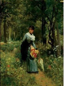Elegante Dans La Foret by Victor-Gabriel Gilbert