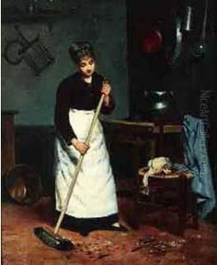 < A La Cuisine >. by Victor-Gabriel Gilbert