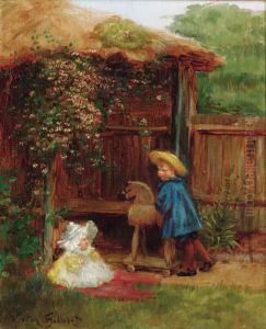 Playtime In The Summerhouse by Victor-Gabriel Gilbert
