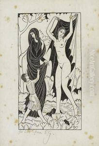 Nature And Nakedness Woodcut Nature And Nakedness Woodcut