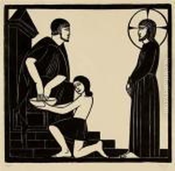 Christ And The Money-changers ; Jesus Beforepilate; Good Shepherd by Eric Gill