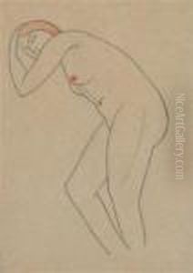 Study Of A Nude Leaning Forward by Eric Gill