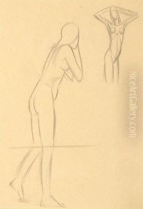Studies Of A Standing Female Nude, C.1930 by Eric Gill