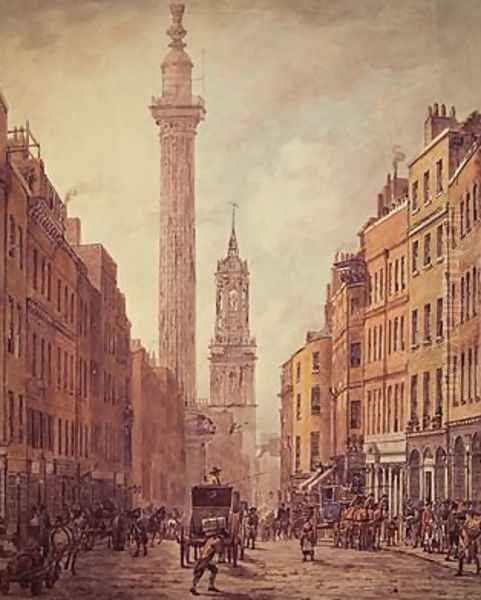 View of Fish Street Hill Monument and St Magnus the Martyr from Gracechurch Street - view 1