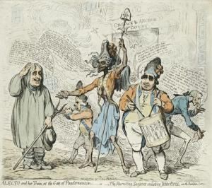 Alecto And Her Train At The Gate Of Pandemonium-or The Recruiting Officer by James Gillray