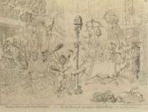 Portrait And Plates, Title And
Some Leaves Spotted, Contemporary Red Half Morocco, Gilt Spine, Rubbed by James Gillray