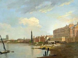 A Study of the Thames with the Final Stages of the Adelphi 1772 by William Marlow