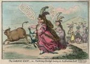 The Gordon-knot, Or The Bonny Duchess Hunting The Bedfordshire Bull by James Gillray