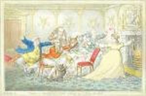 Company Shocked At A Lady Getting Up To Ring Thebell by James Gillray