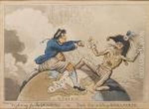 "fighting For The Dunghill, Or Jack Tarscuttling Buonaparte". Hand Coloured Etching. by James Gillray