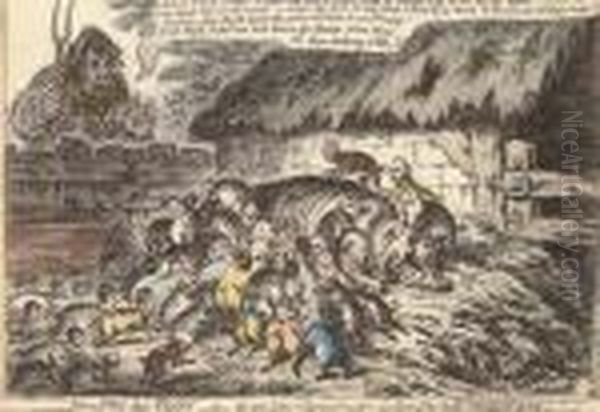 More Pigs Than Teats - Or - The 
New Litter Of Hungry Grunters, Sucking John Bulls Old Sow To Death - view 1