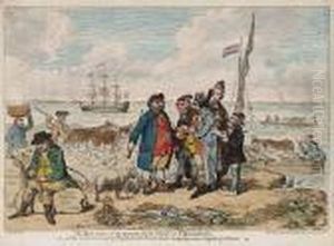 The Real Cause Of The Present
High-price Of Provisions, Or A View Of The Sea Coast Of England With
French Agents, Smuggling Away Supplies For France by James Gillray