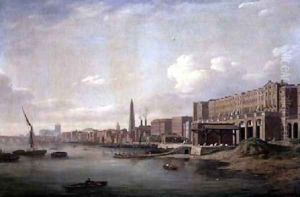 The Adelphi and the York Water Tower from the Thames 1775 by William Marlow