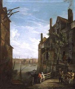 View Of The Thames At Southwark Looking Towards The City by William Marlow