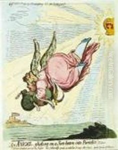 [ ] "an Angel Gliding On A Sun-beam Into Paradice" Milton by James Gillray