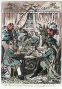The French Consular Triumverate,
 Settling The New Constitution,with A Peep At The 
Constitutional-pigeon-holes Of The Abbe Seiyesin The Back Ground by James Gillray