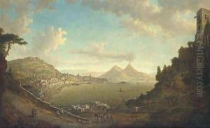 An extensive view of the Bay of Naples from Pausilipo, with Vesuvius beyond
