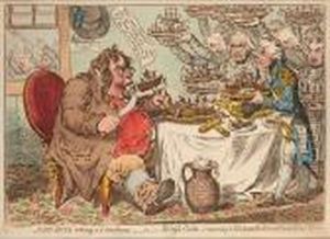 John Bull Taking A 
Luncheon:-0r-british Cooks, Cramming Old Grumble Gizzard With Bonne 
Chere